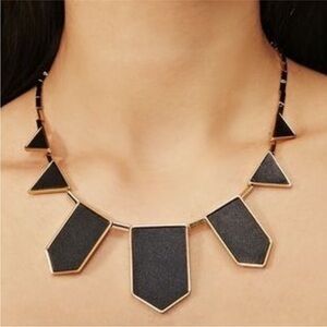 House of Harlow 1960 Silver Plated 5 Station Brown Leather Necklace